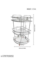 Stainless Steel Kitchen Corner Rack (Silver), space-saving multipurpose storage for kitchen essentials